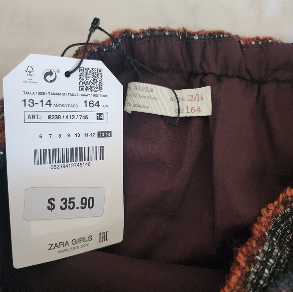 Zara Girls Jacquard Wrap Frayed Hem Skirt size 13-14 - Picture 4 of 5